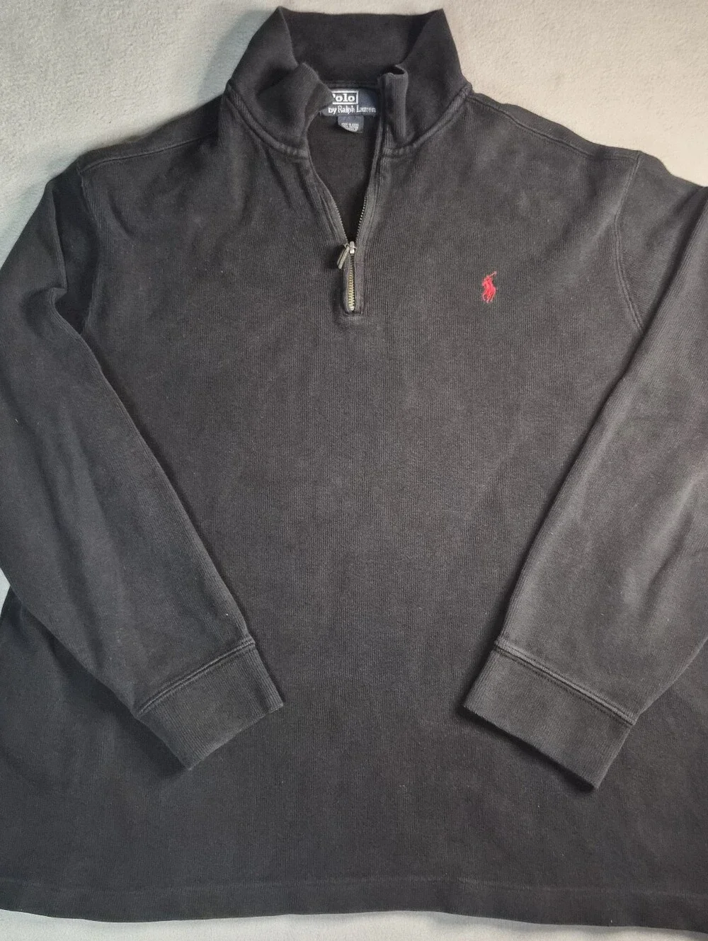 Polo by Ralph Lauren black with red embroidery quarter zip sweatshirt Size XL